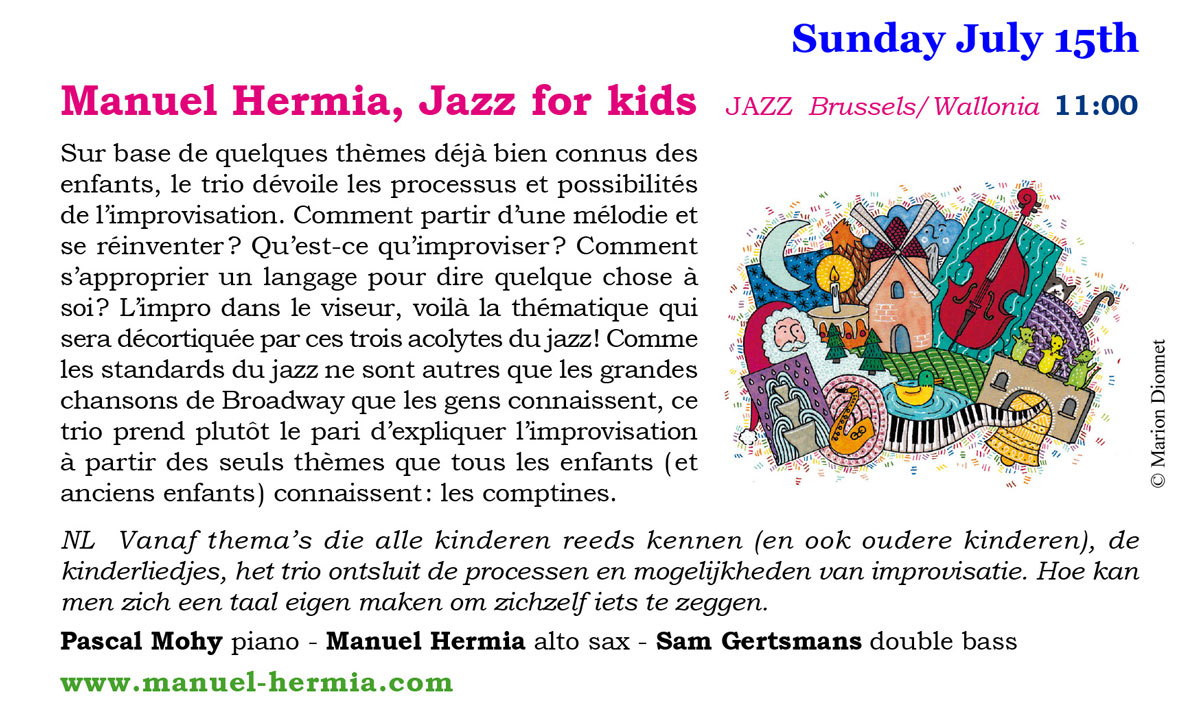 Manuel Hermia, Jazz for kids 15 juillet 11h